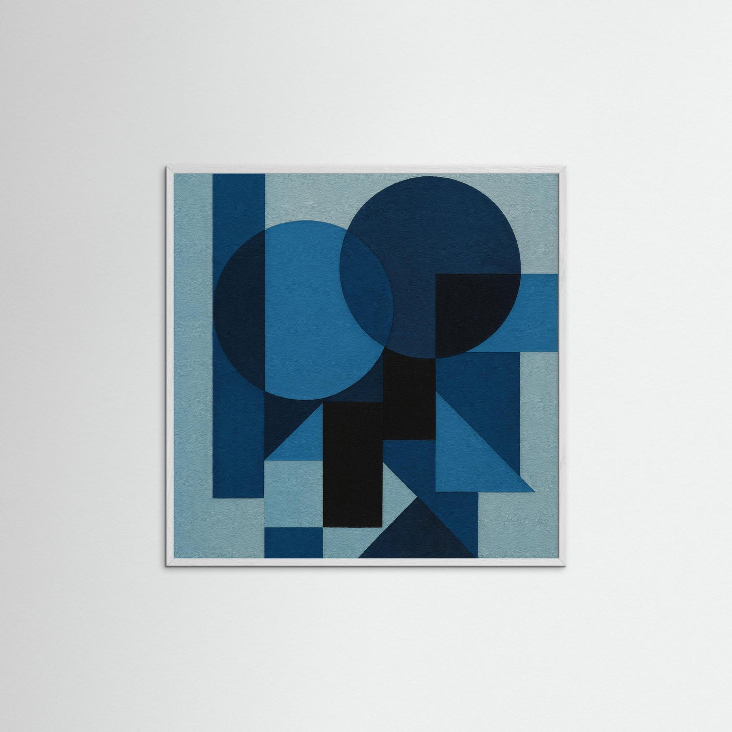 Midnight Geometry - Blue Monochrome Art Print