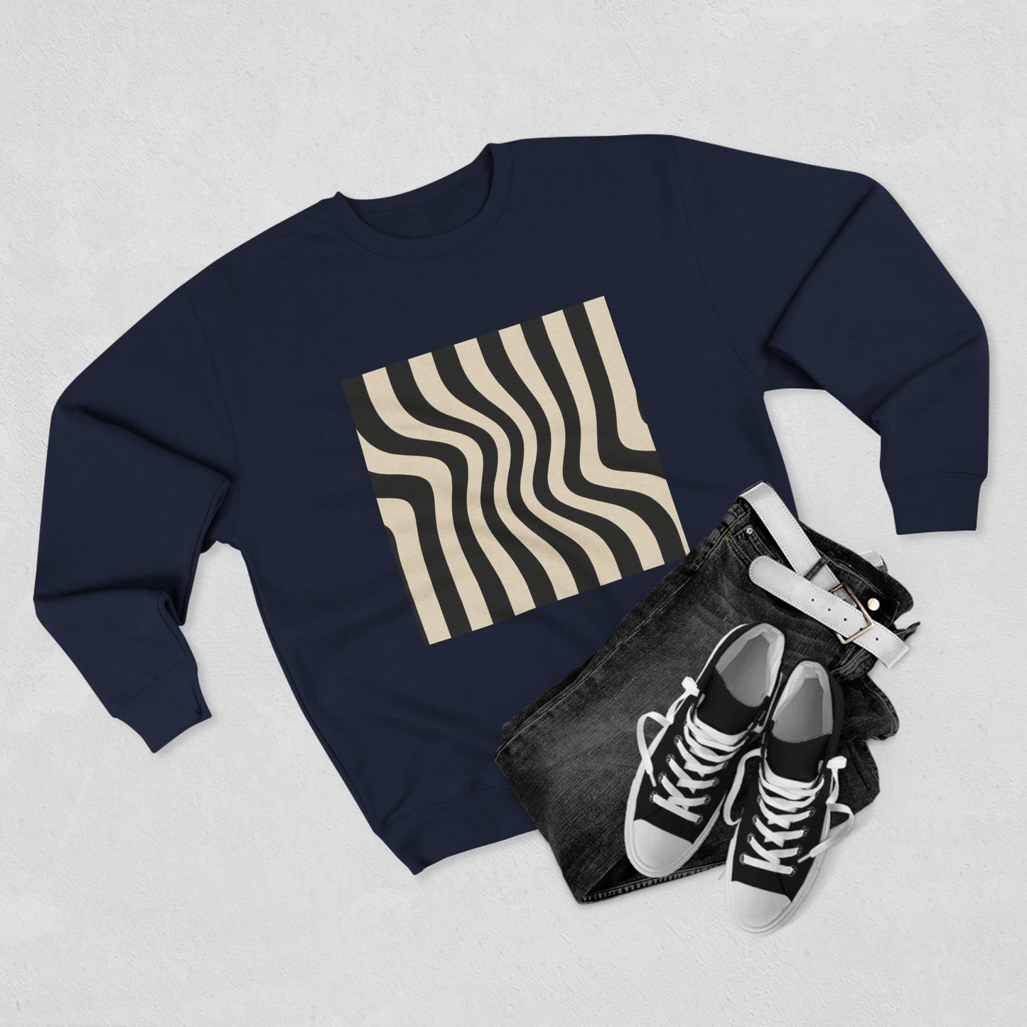 Minimalist Unisex Crewneck Sweatshirt, Art inspired, featuring an Op Art Style Design, Stylish & Trendy