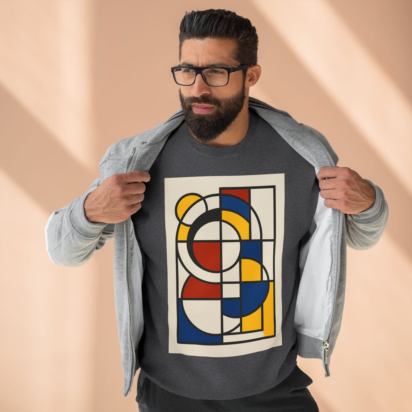 Sophisticated Unisex Crewneck Sweatshirt, Art inspired, featuring a Bauhaus inspired Design, Trendy & Stylish