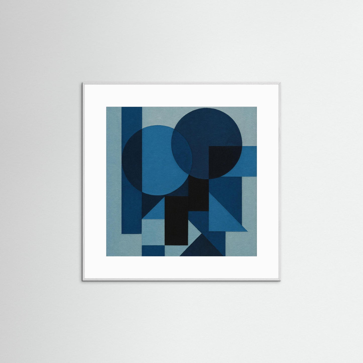 Midnight Geometry - Blue Monochrome Art Print