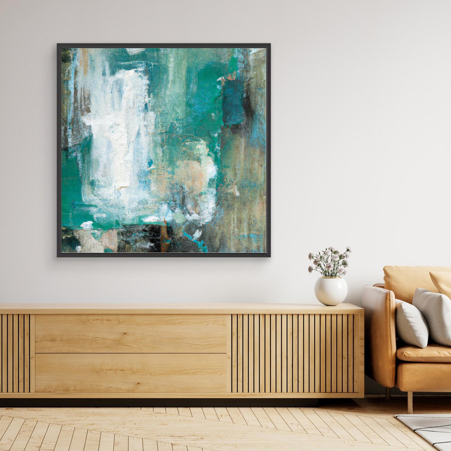 Whispers of Turquoise - Expressionist Abstract Art Print with Action Painting Echoes