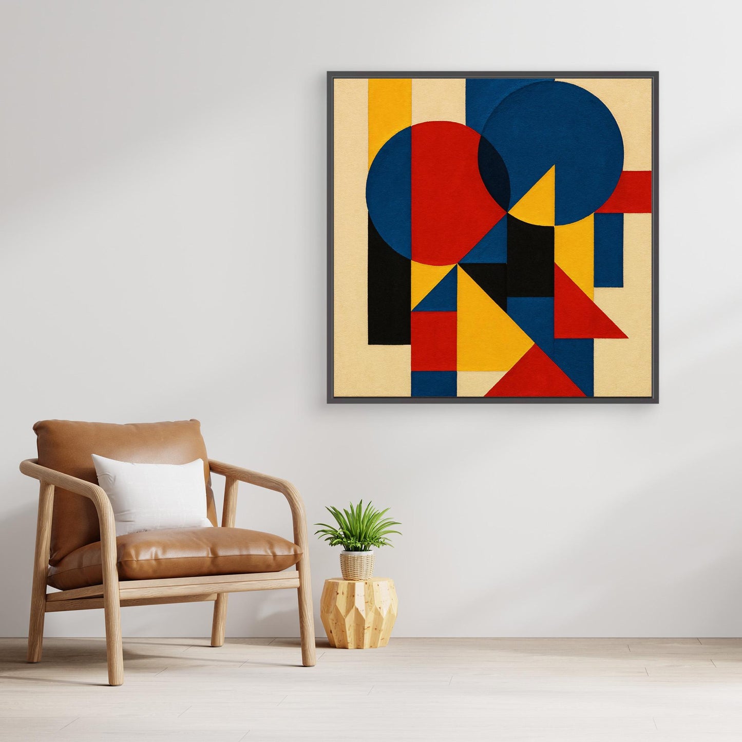 Primary Pulse - A signature geometric abstraction work with bauhaus echoes gestures