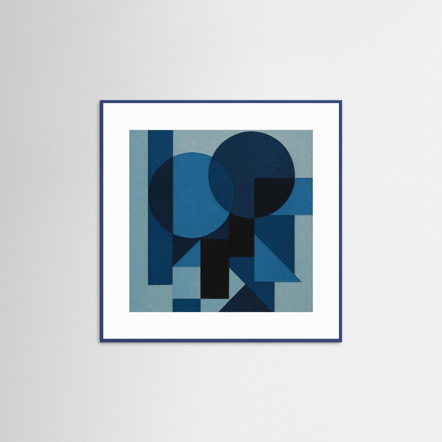 Midnight Geometry - Blue Monochrome Art Print