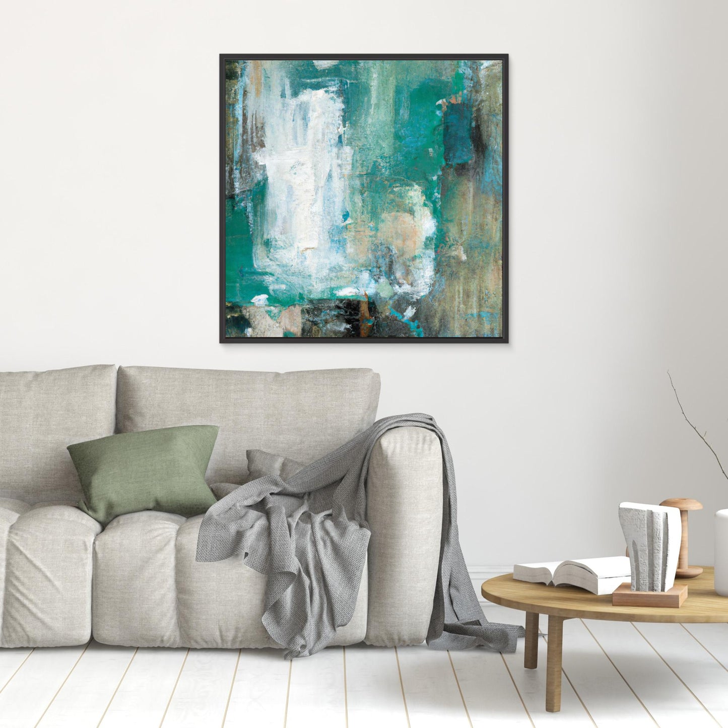 Whispers of Turquoise - Expressionist Abstract Art Print with Action Painting Echoes