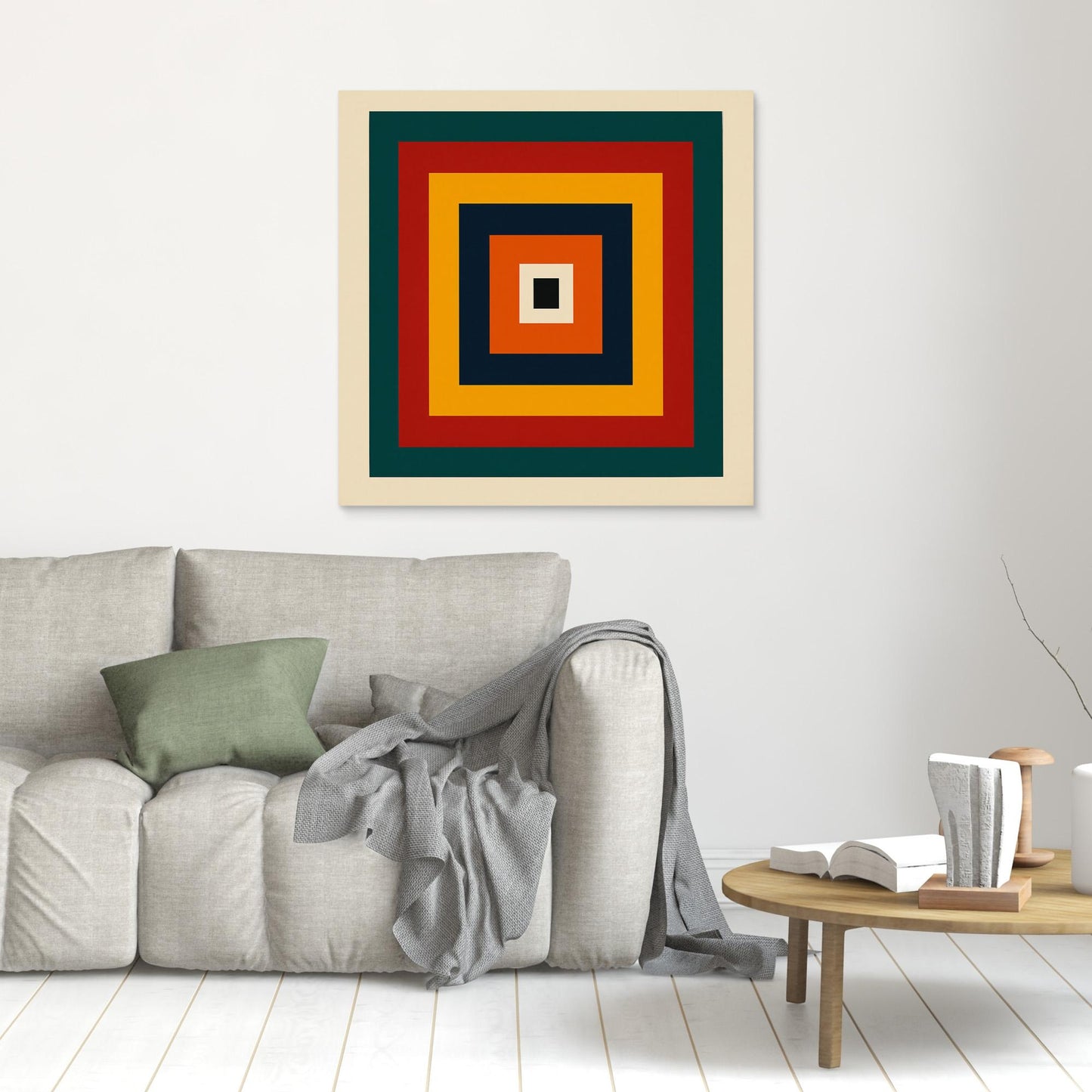 Center of Gravity - Hard-edge minimalism geometric abstraction with Bauhaus Albers color-study sensibility