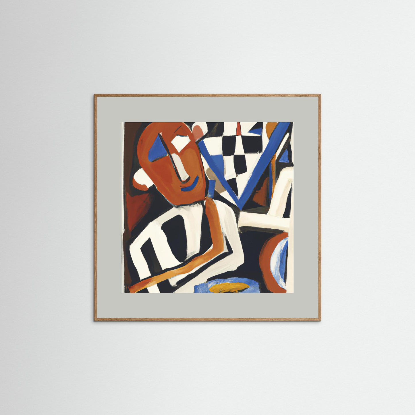 Checkerboard Café - Neo-Cubist Figure Art Print