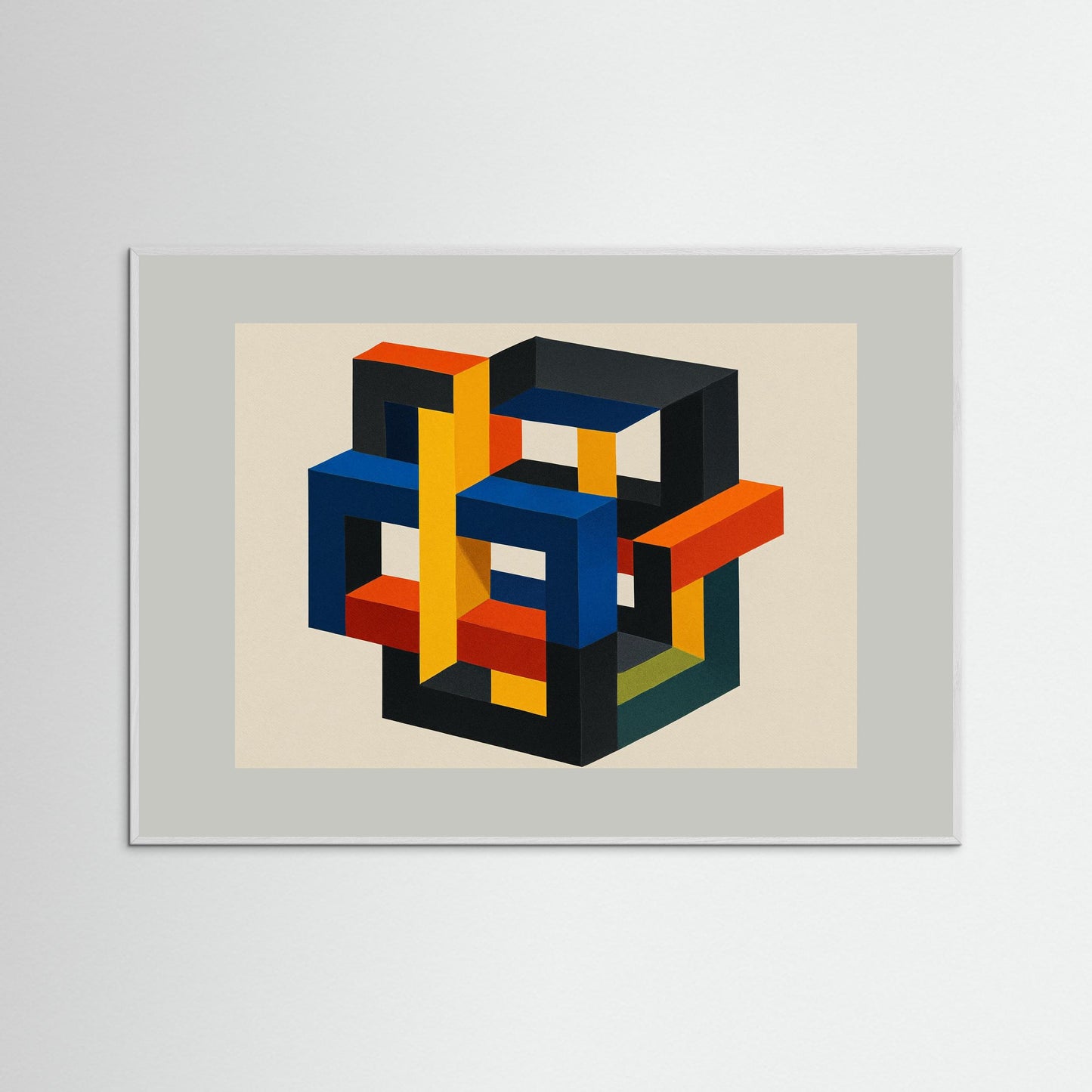 Interlock No. 7 - Isometric Color Lattice - Hard-edge geometric minimalism art print