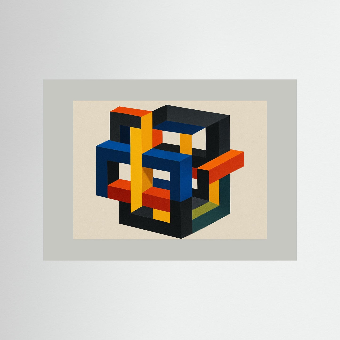 Interlock No. 7 - Isometric Color Lattice - Hard-edge geometric minimalism art print