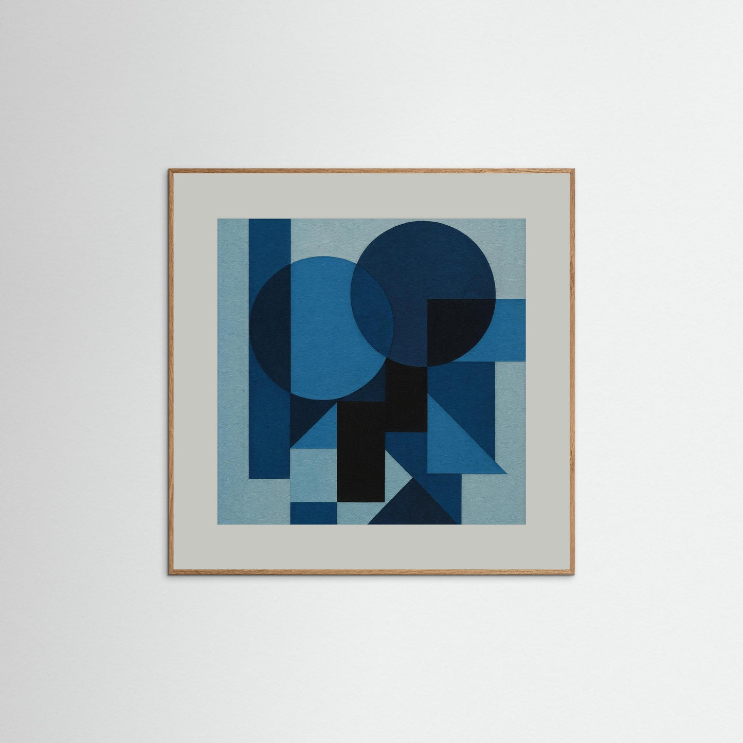 Midnight Geometry - Blue Monochrome Art Print