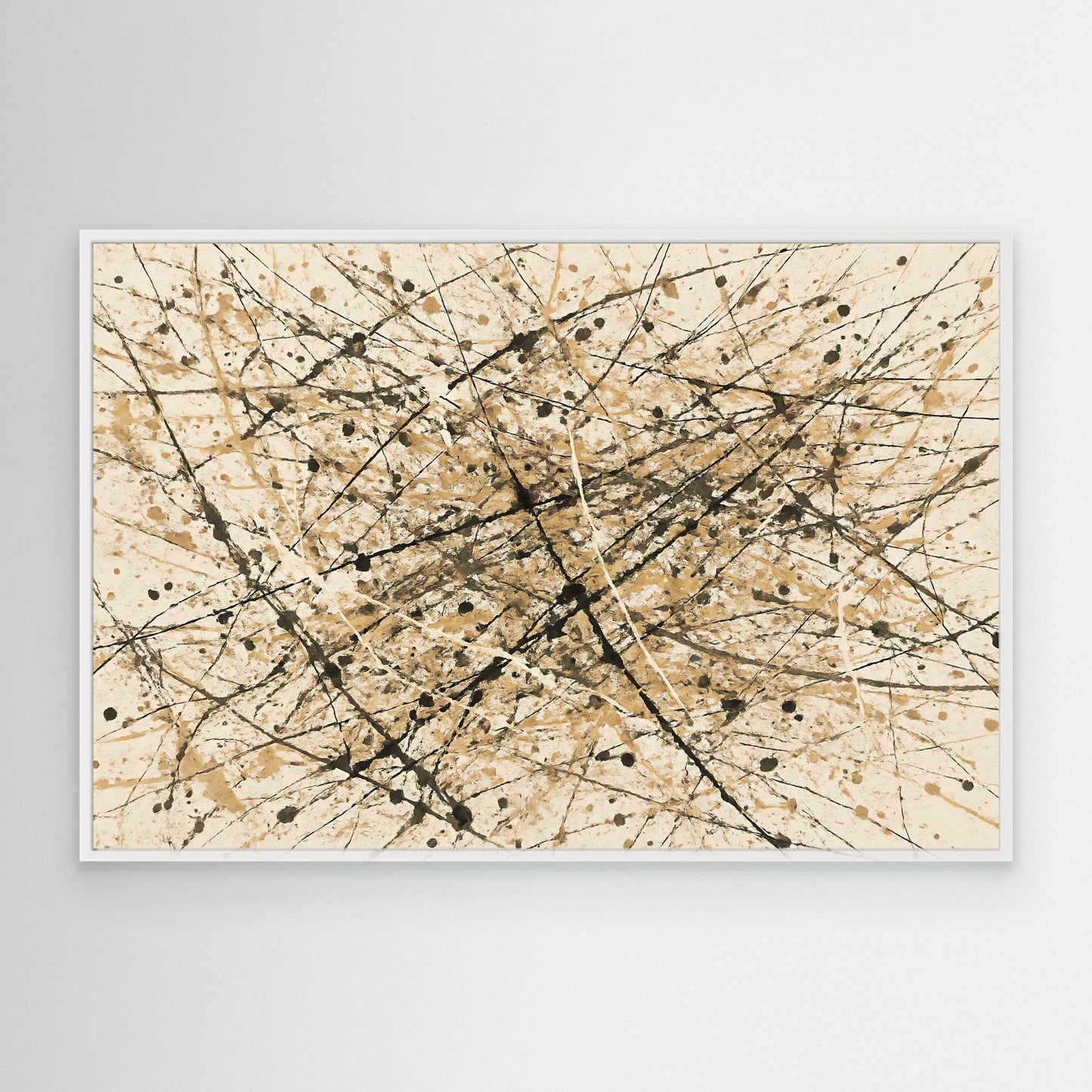 Earthen Flux - Neutral Drip Abstract Canvas Art Print