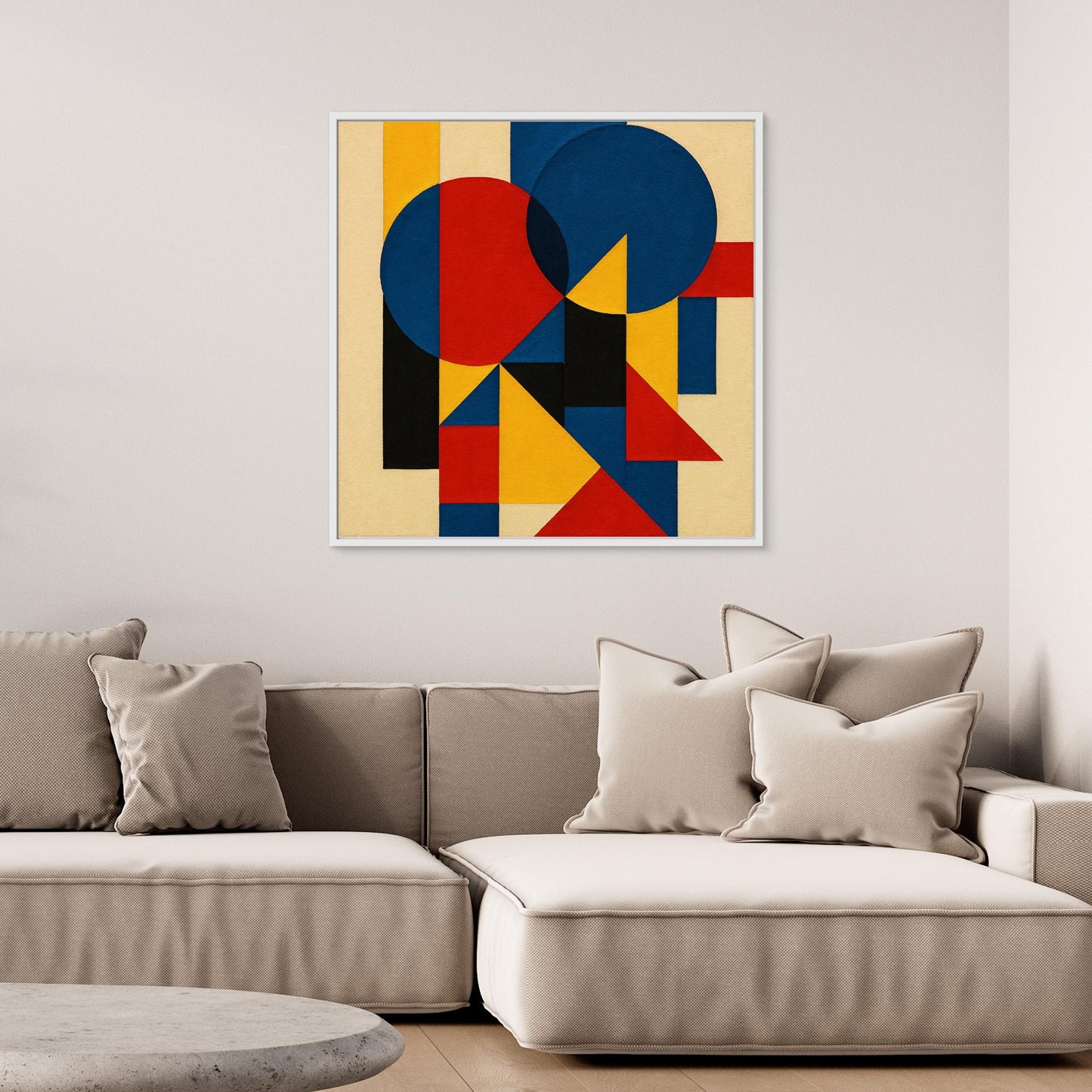 Primary Pulse - A signature geometric abstraction work with bauhaus echoes gestures
