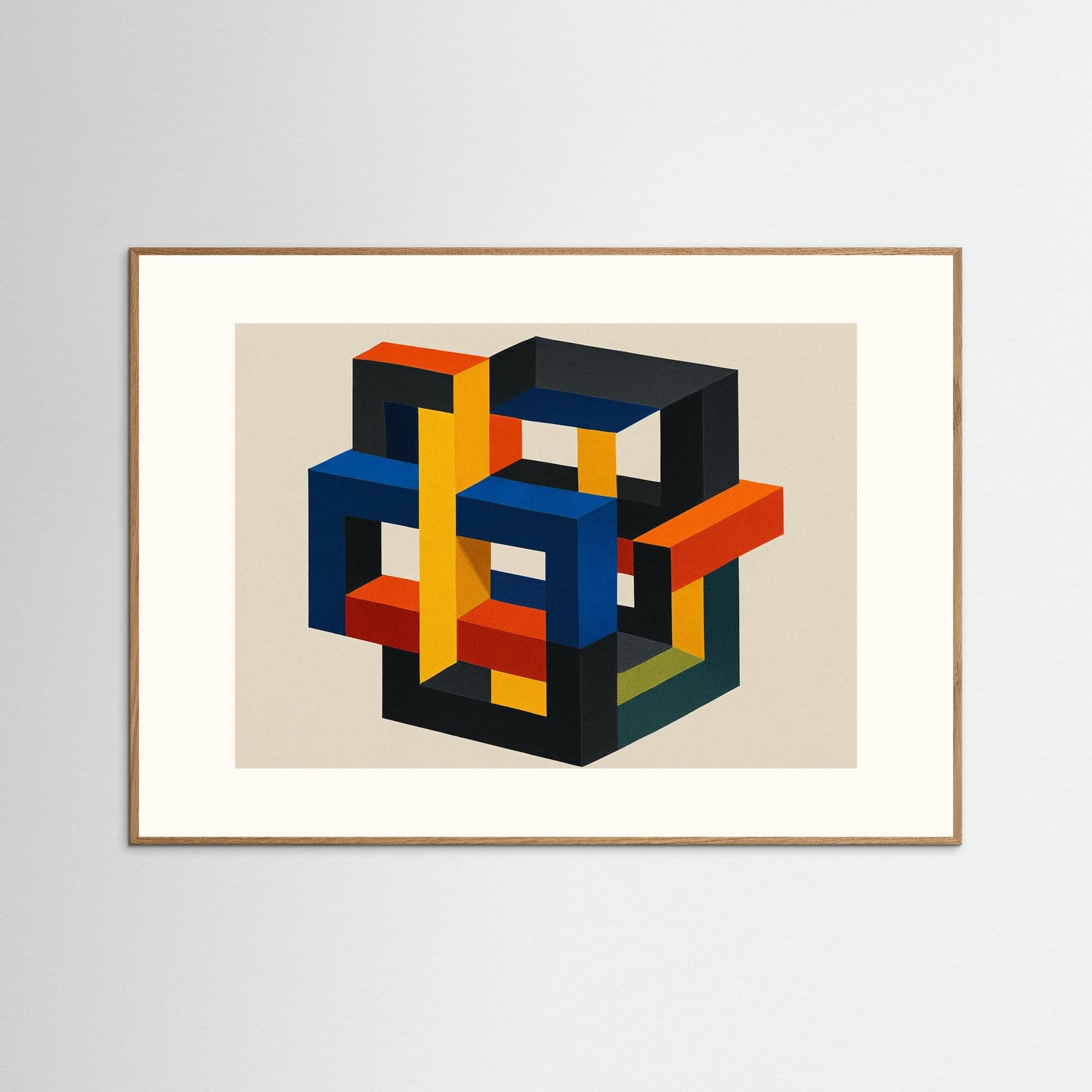 Interlock No. 7 - Isometric Color Lattice - Hard-edge geometric minimalism art print
