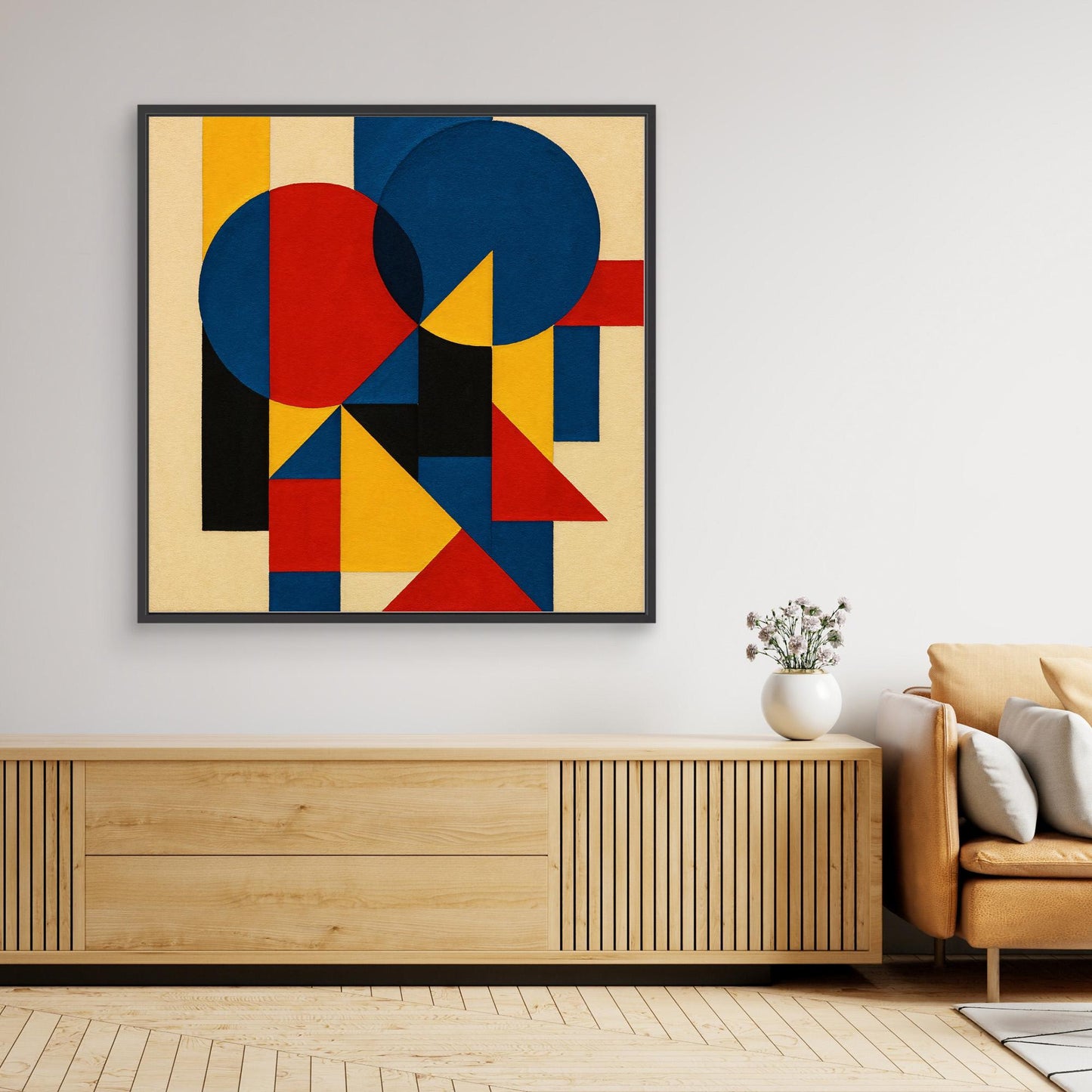 Primary Pulse - A signature geometric abstraction work with bauhaus echoes gestures