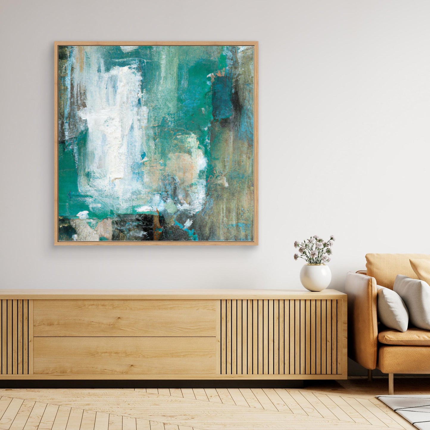 Whispers of Turquoise - Expressionist Abstract Art Print with Action Painting Echoes