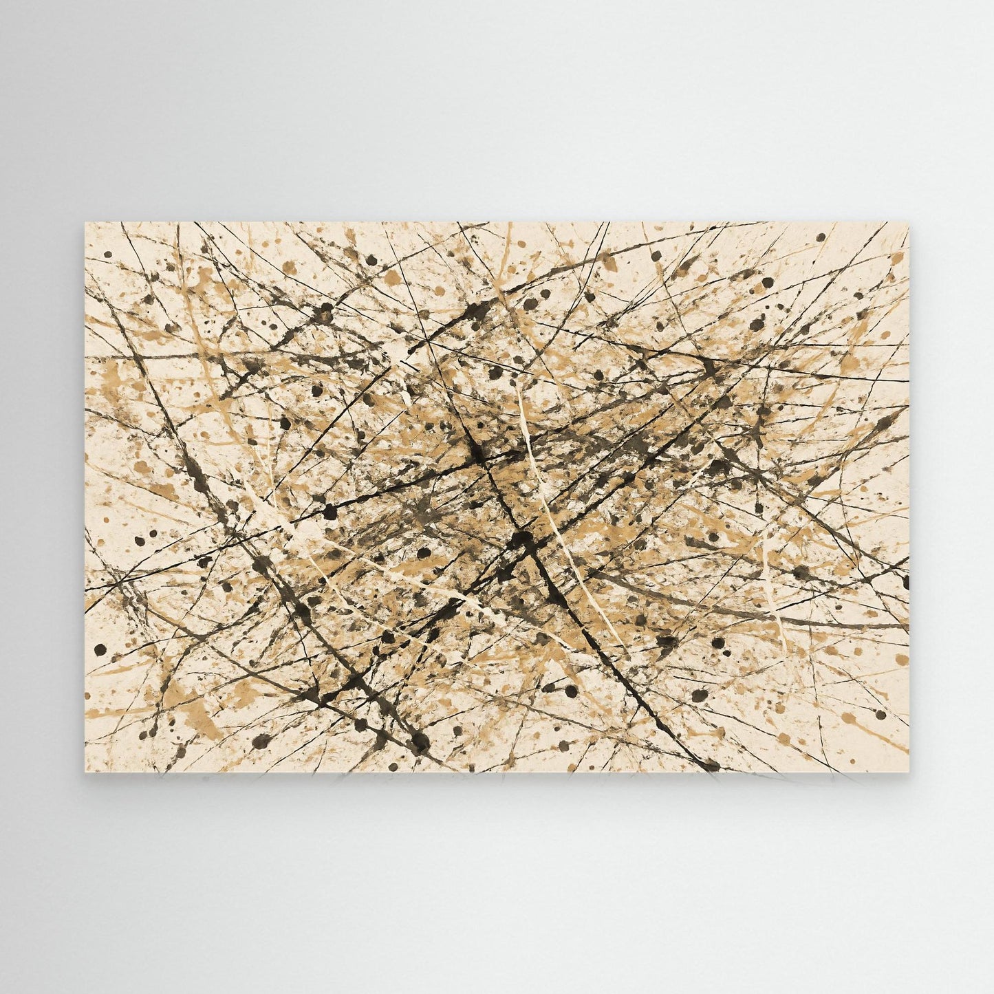 Earthen Flux - Neutral Drip Abstract Canvas Art Print