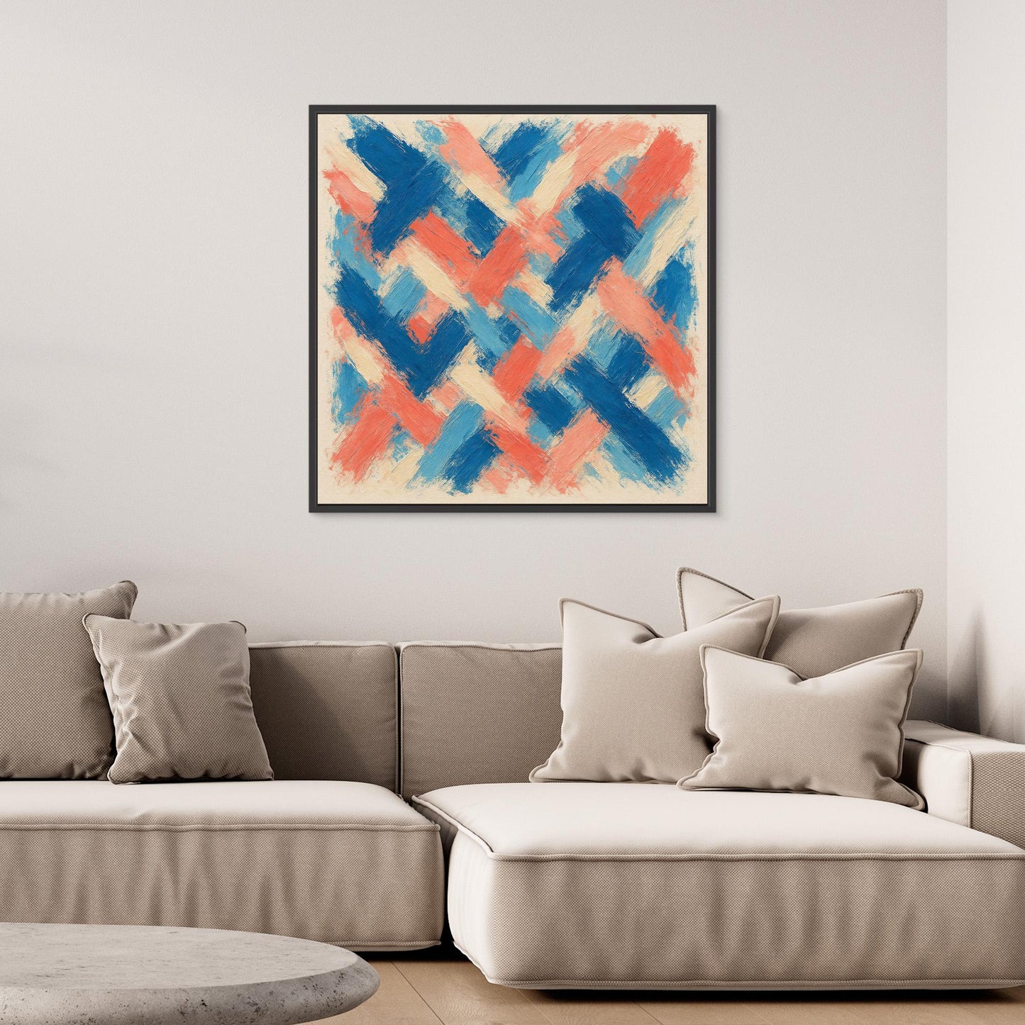 Tideweave - Coral & Blue Brushstroke Field