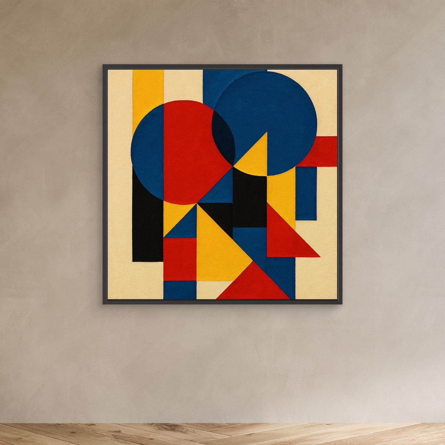 Primary Pulse - A signature geometric abstraction work with bauhaus echoes gestures