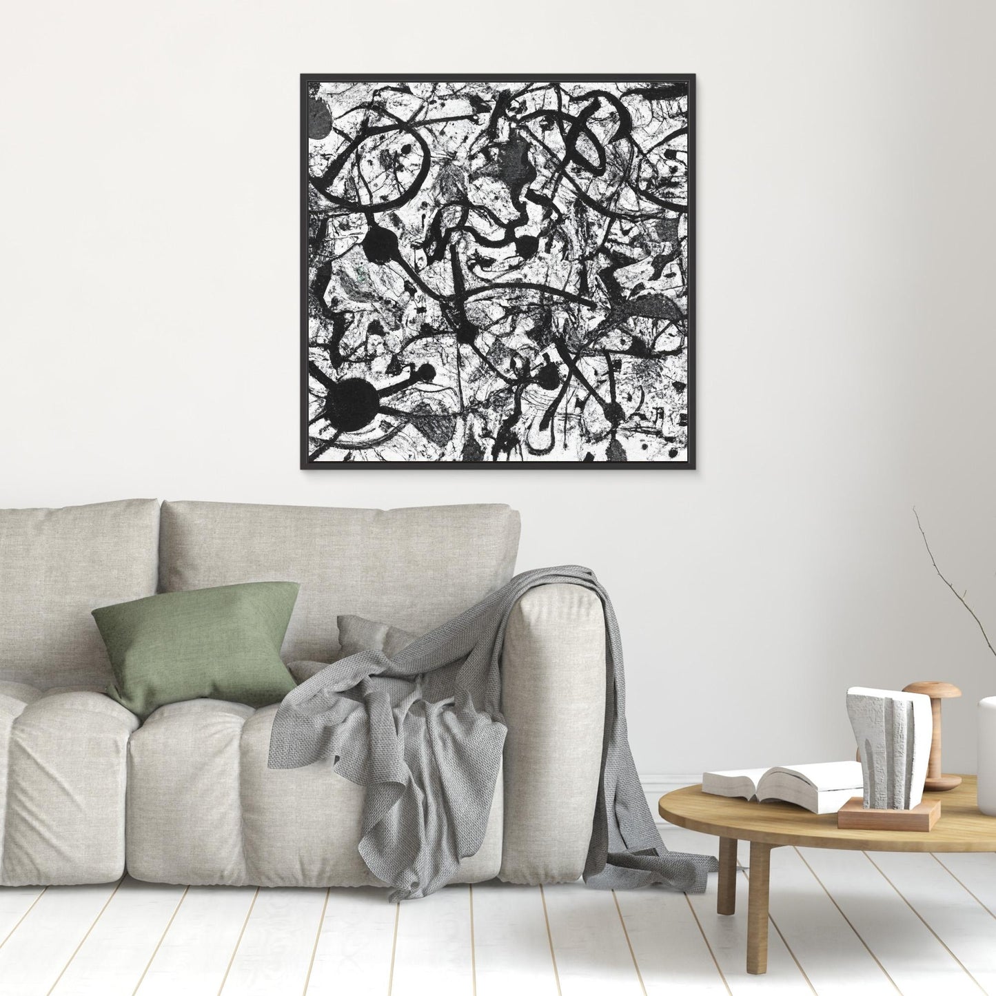 Monochrome Unleashed — Action Painting Inspired Art Print