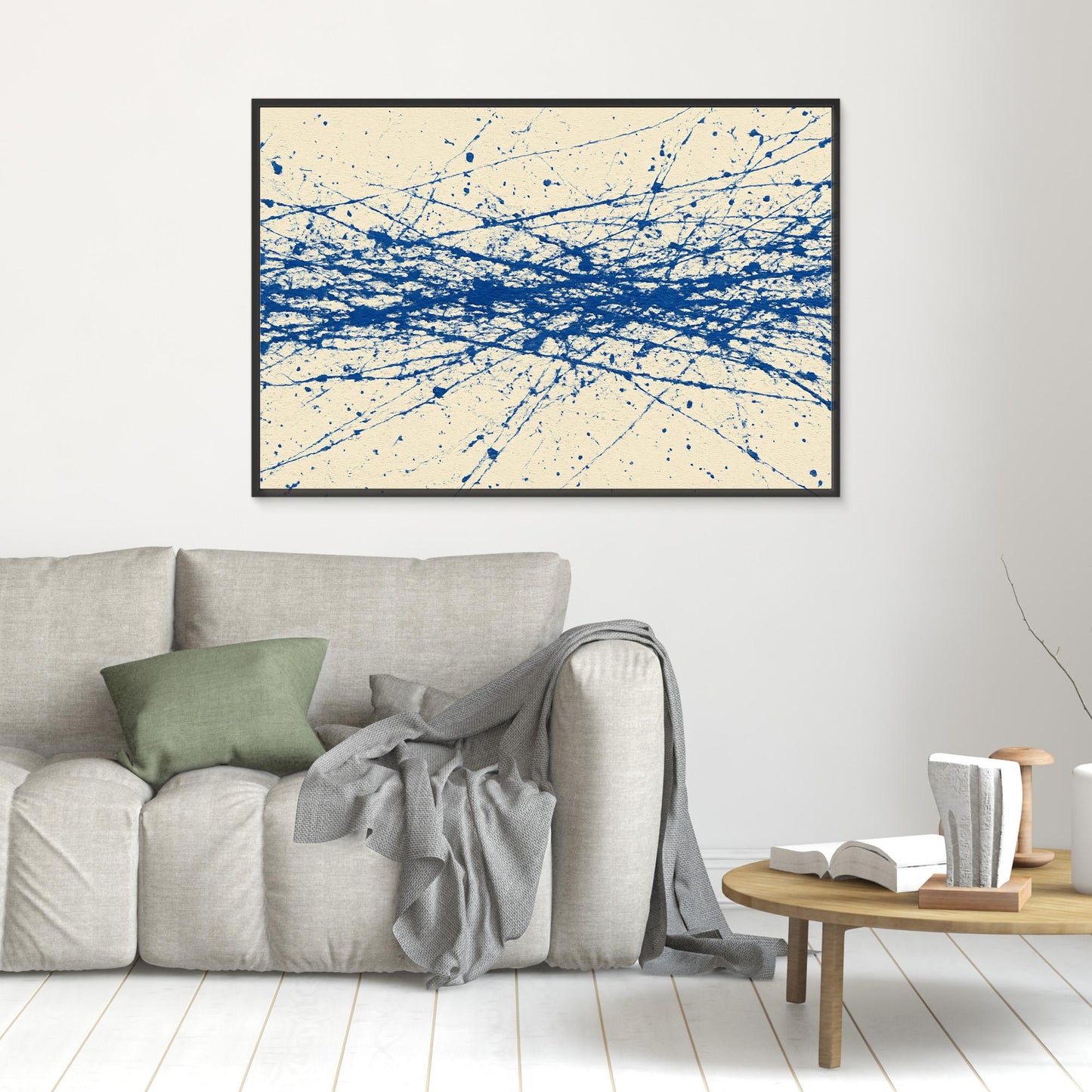 Cobalt Crosswind - Linear Action Painting Art Print