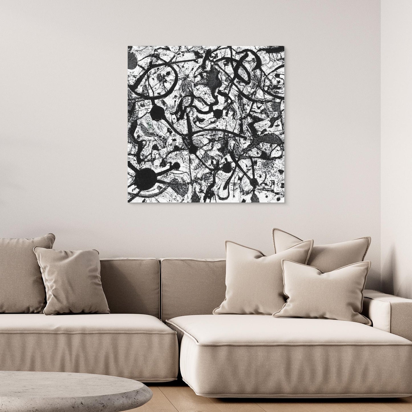 Monochrome Unleashed — Action Painting Inspired Art Print