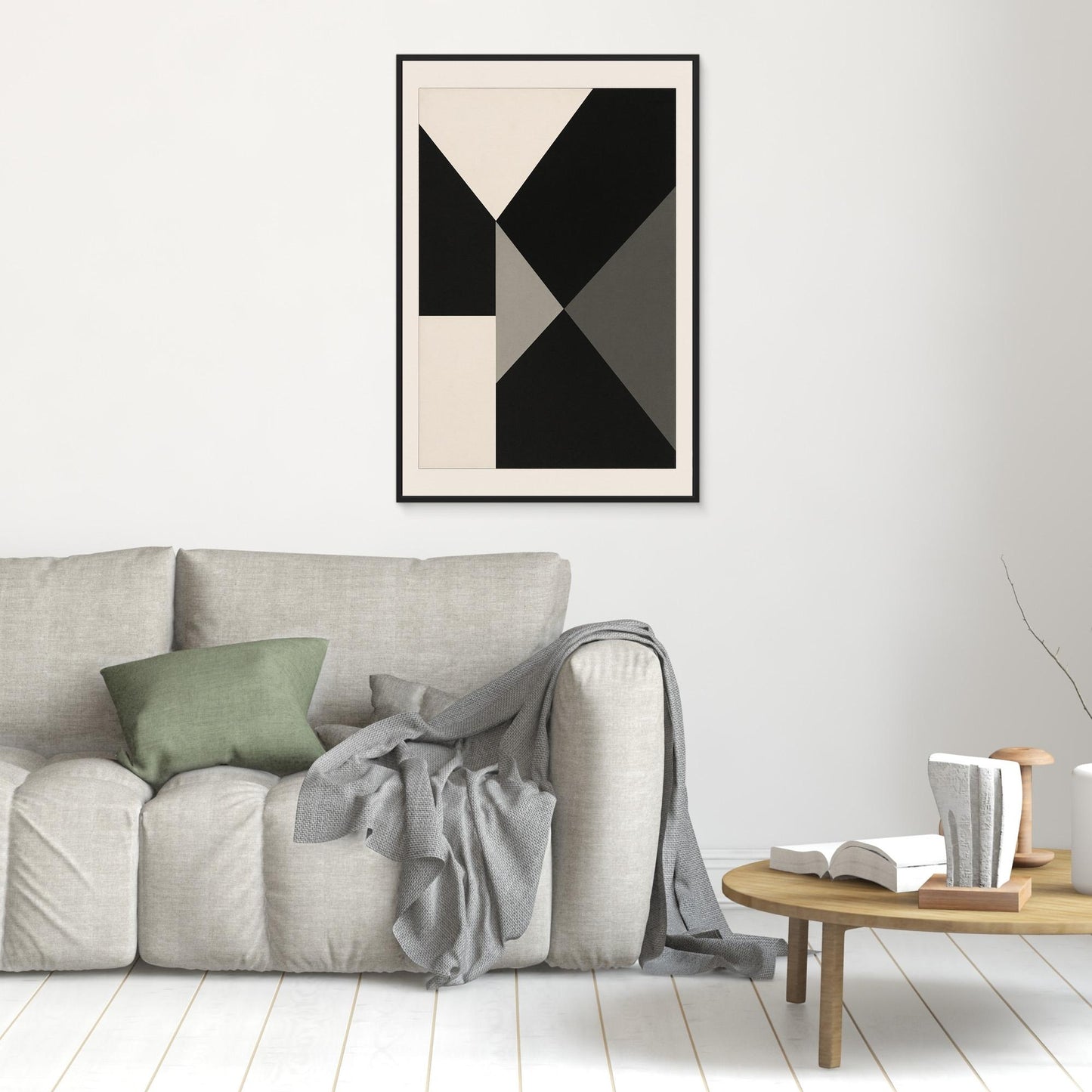 Axial Convergence - Monochrome Geometric Abstract Composition