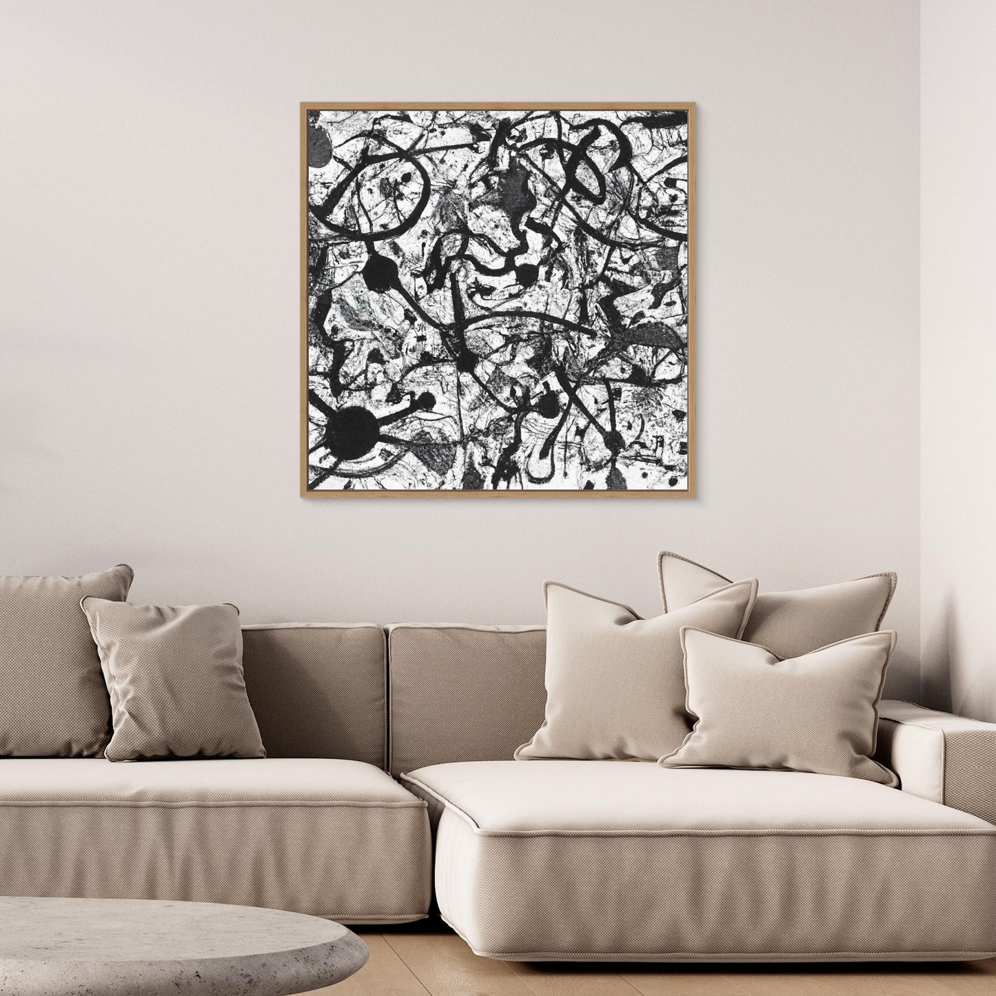 Monochrome Unleashed — Action Painting Inspired Art Print
