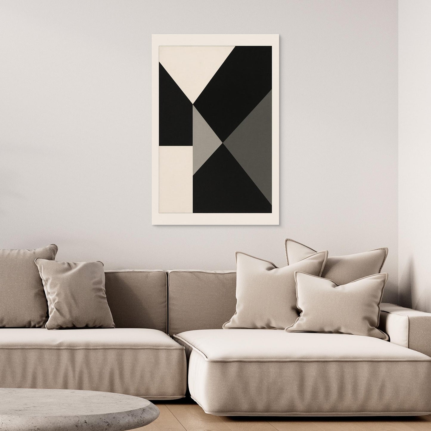 Axial Convergence - Monochrome Geometric Abstract Composition