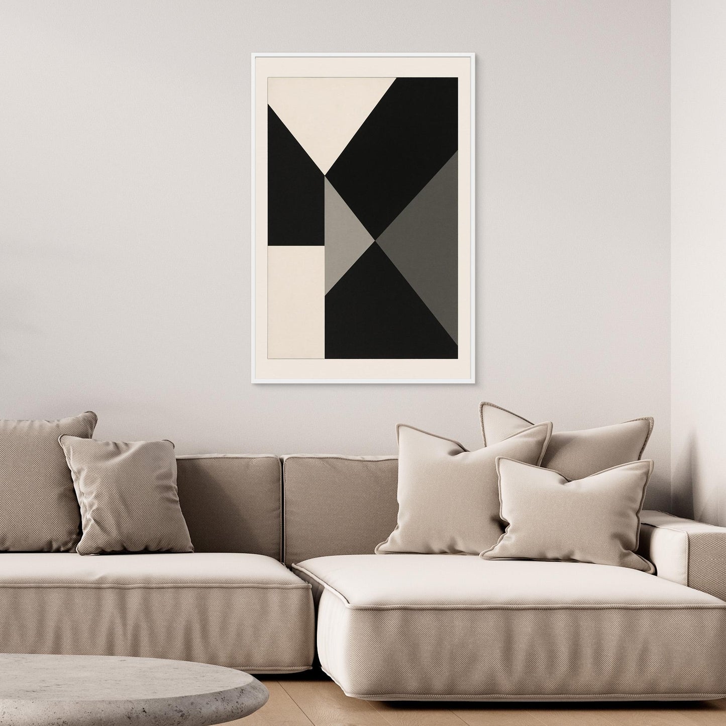 Axial Convergence - Monochrome Geometric Abstract Composition
