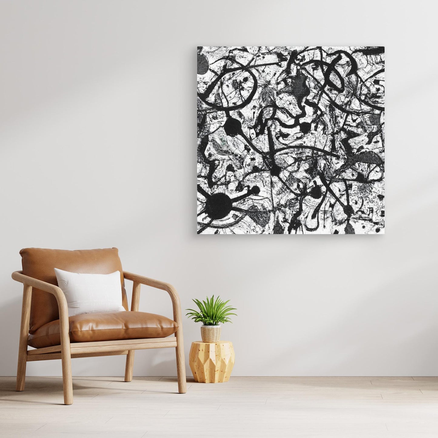 Monochrome Unleashed — Action Painting Inspired Art Print