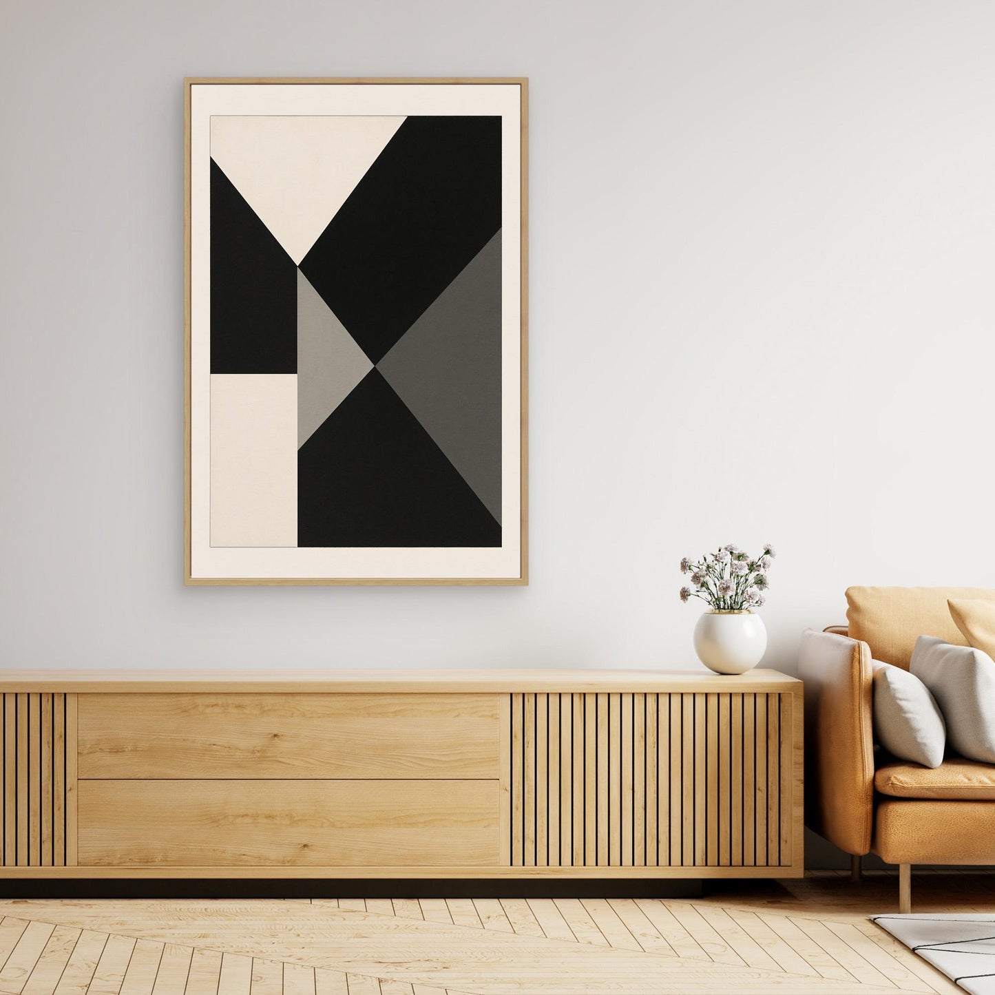 Axial Convergence - Monochrome Geometric Abstract Composition