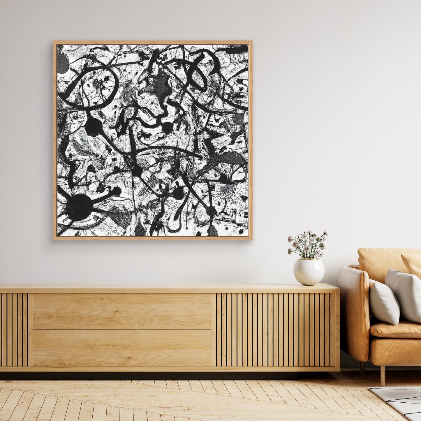 Monochrome Unleashed — Action Painting Inspired Art Print