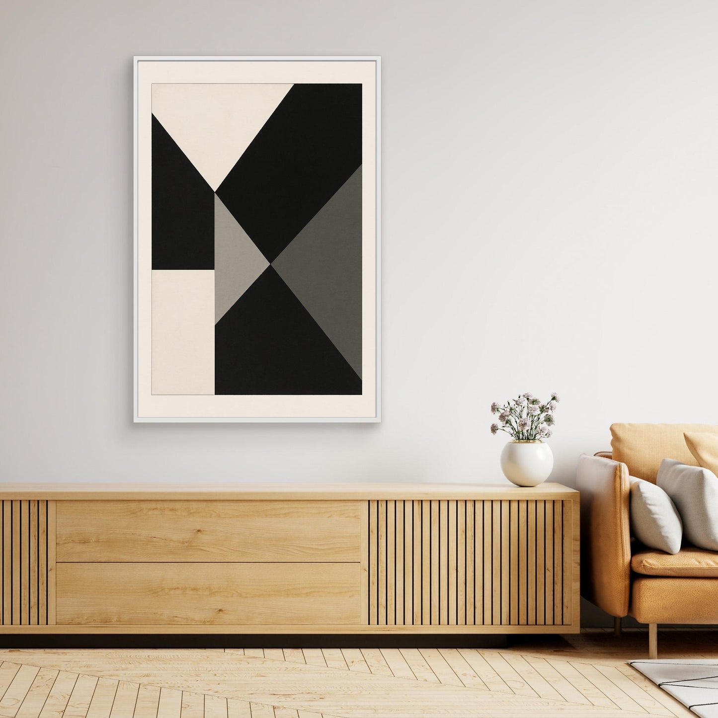 Axial Convergence - Monochrome Geometric Abstract Composition