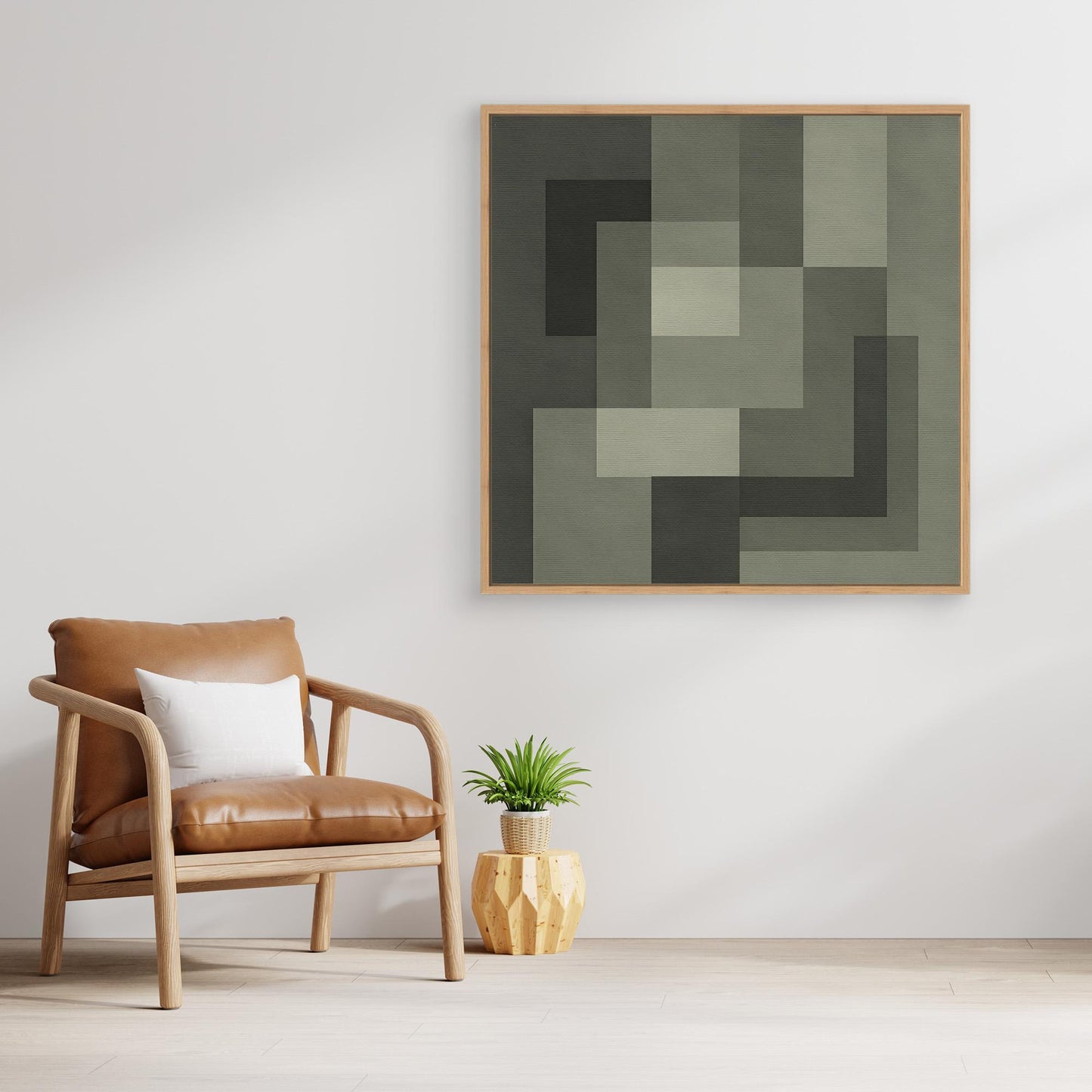 Graphite Interlock - Monochrome Geometric Composition