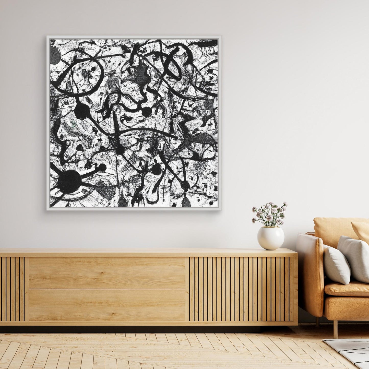 Monochrome Unleashed — Action Painting Inspired Art Print