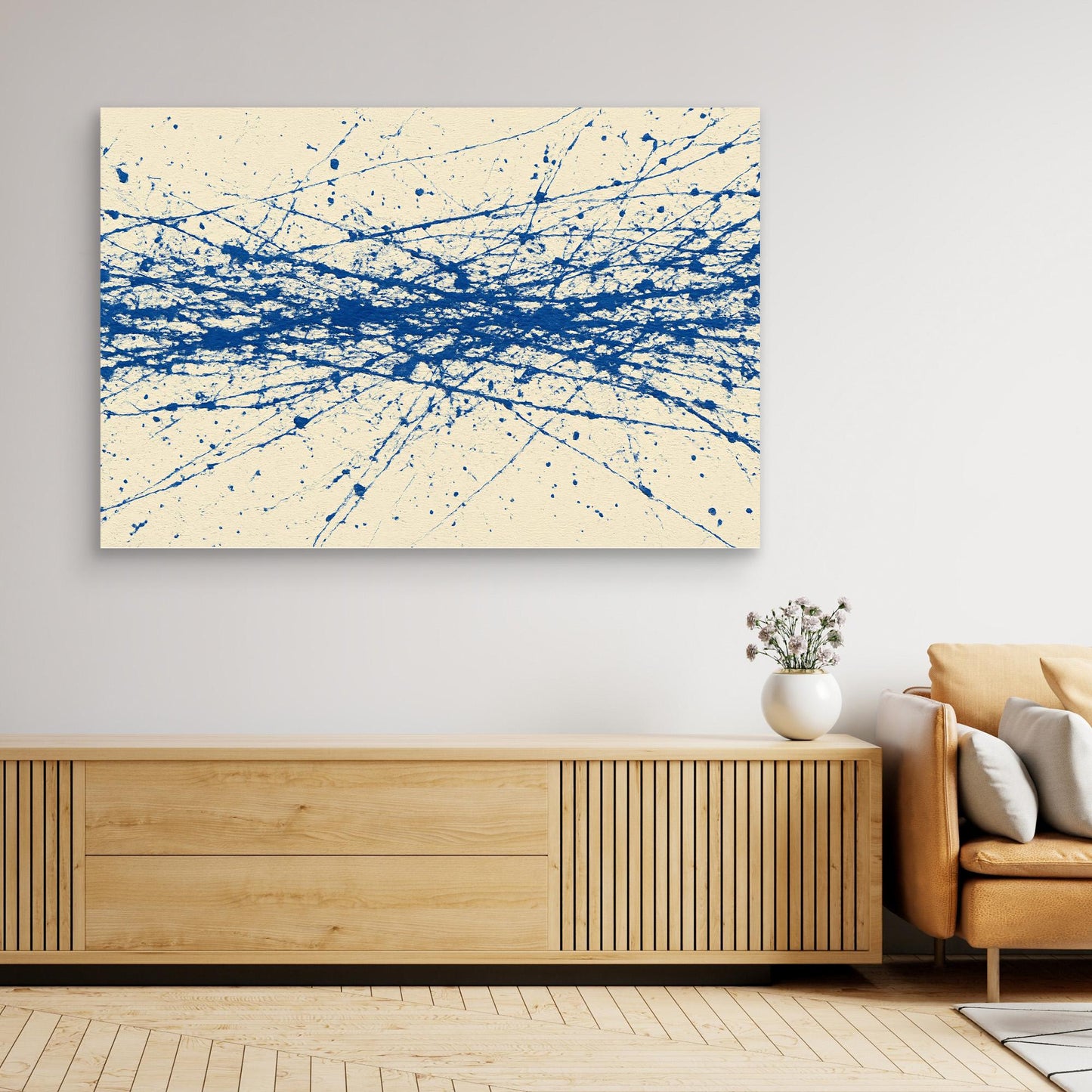 Cobalt Crosswind - Linear Action Painting Art Print