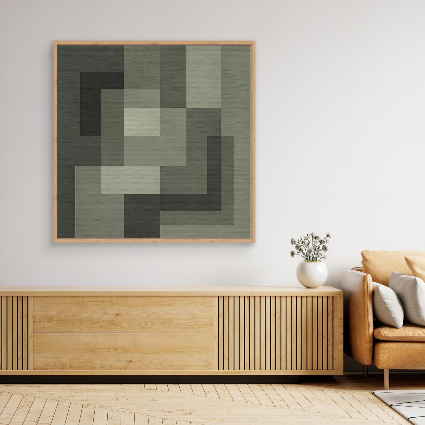 Graphite Interlock - Monochrome Geometric Composition
