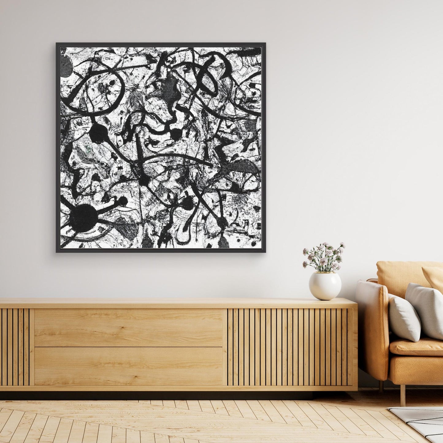 Monochrome Unleashed — Action Painting Inspired Art Print