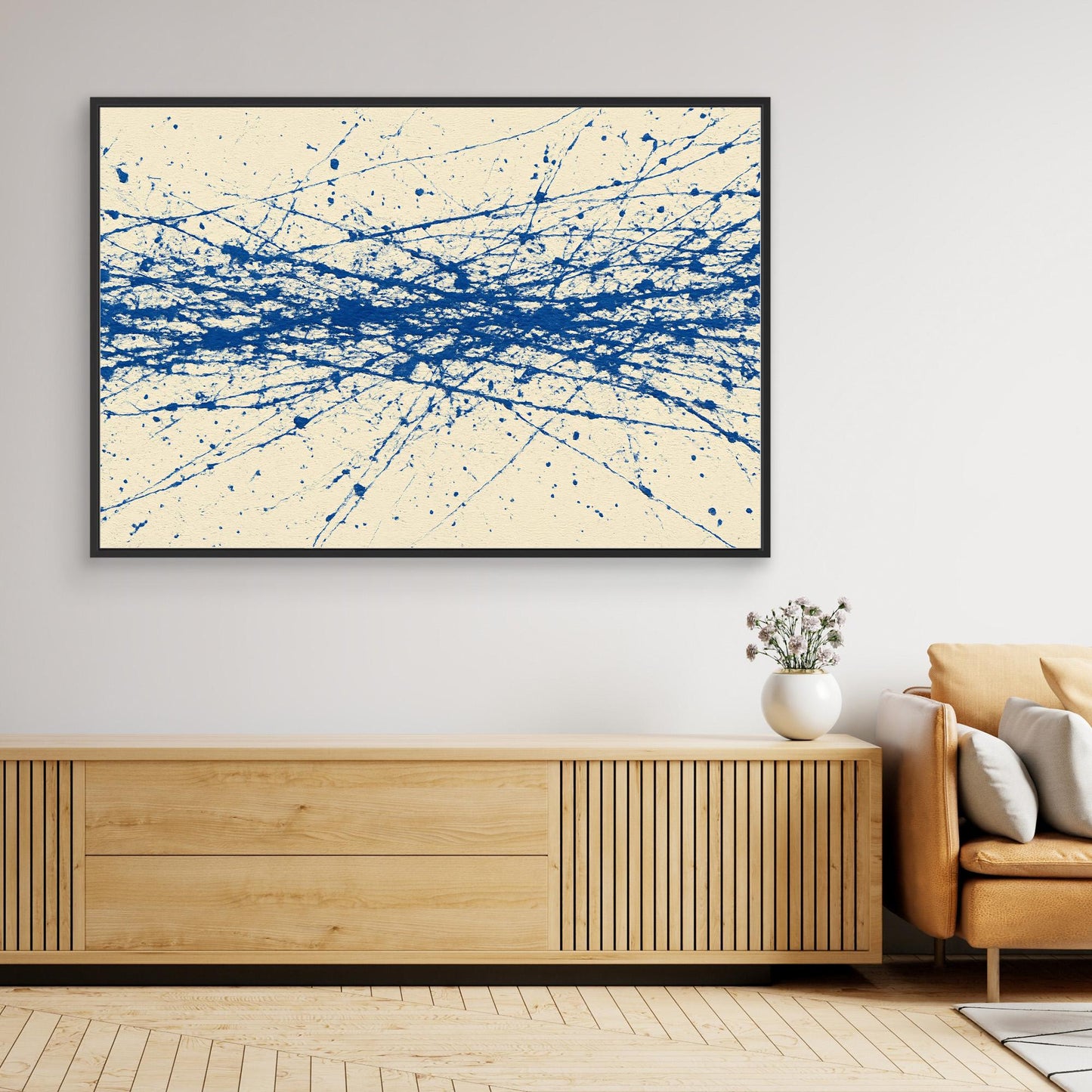 Cobalt Crosswind - Linear Action Painting Art Print