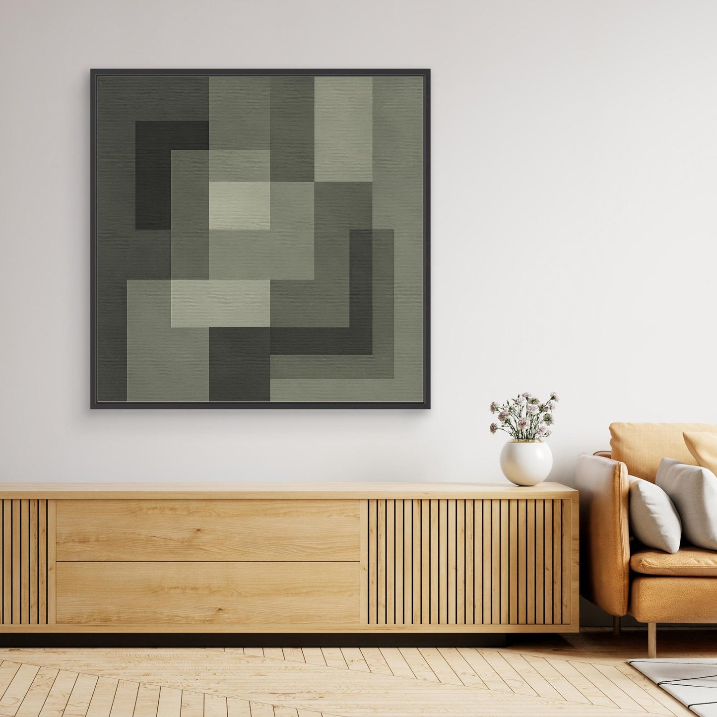 Graphite Interlock - Monochrome Geometric Composition