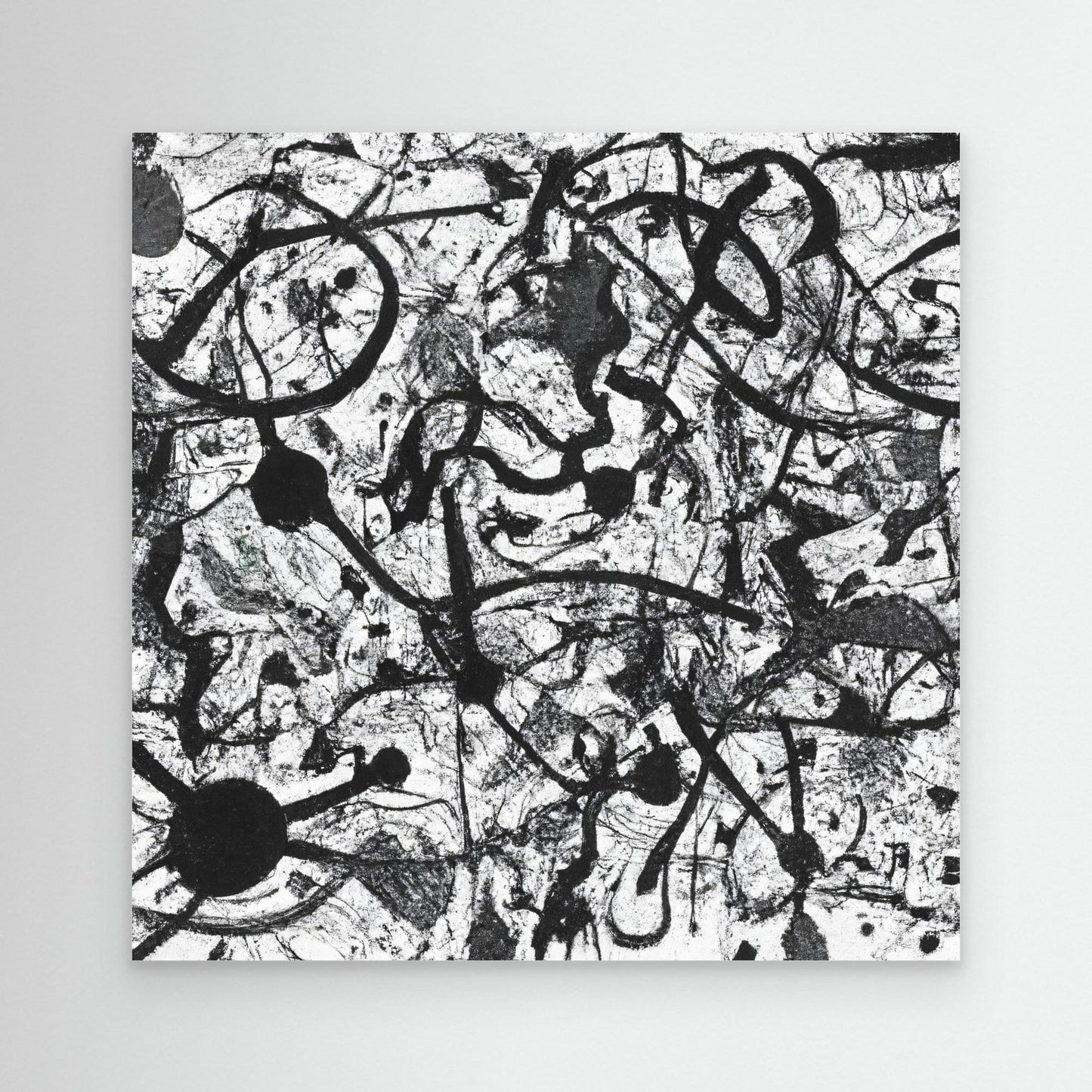 Monochrome Unleashed — Action Painting Inspired Art Print