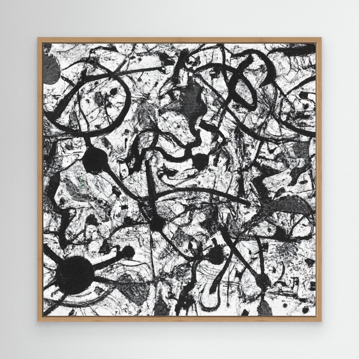 Monochrome Unleashed — Action Painting Inspired Art Print