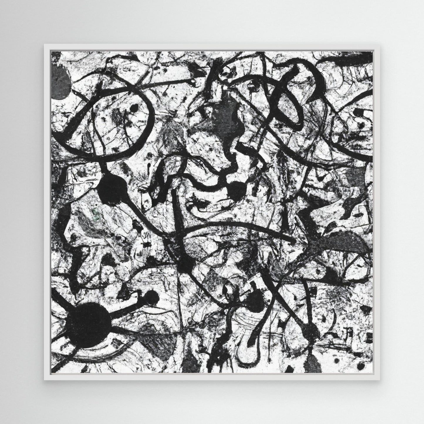 Monochrome Unleashed — Action Painting Inspired Art Print