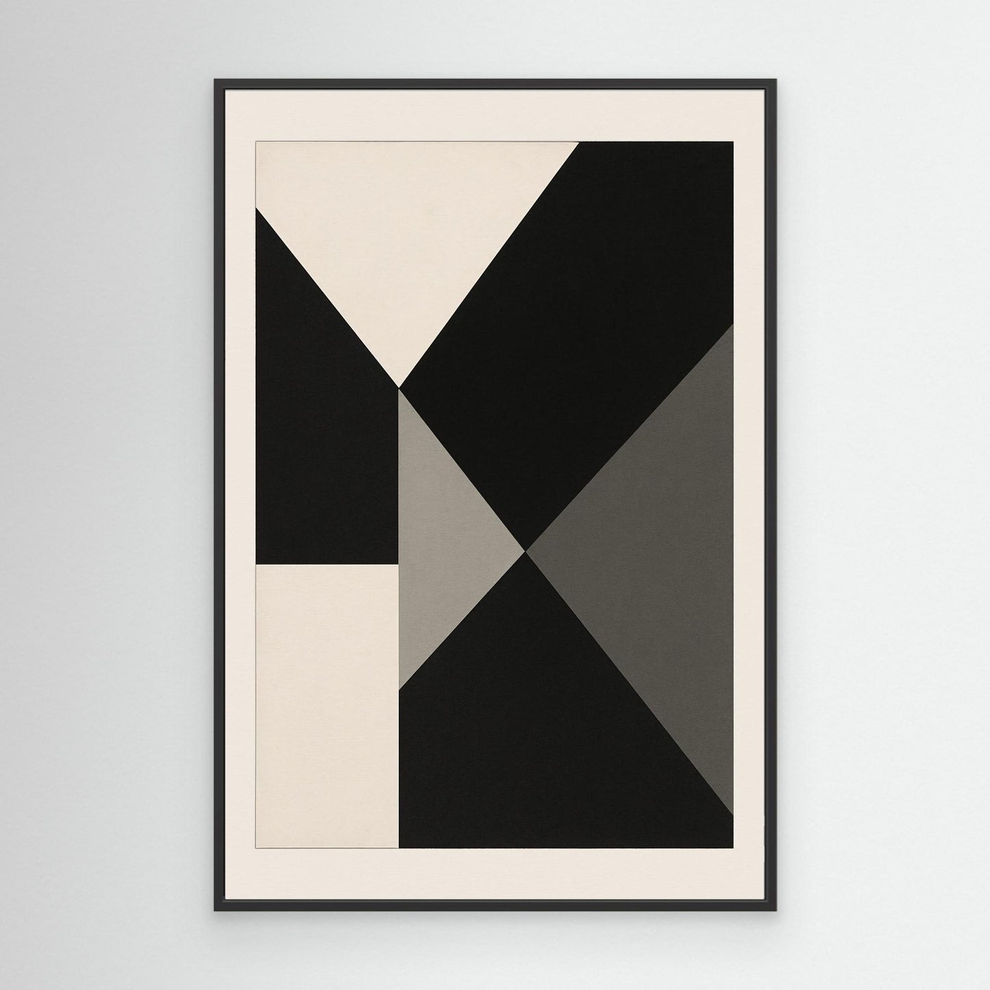 Axial Convergence - Monochrome Geometric Abstract Composition