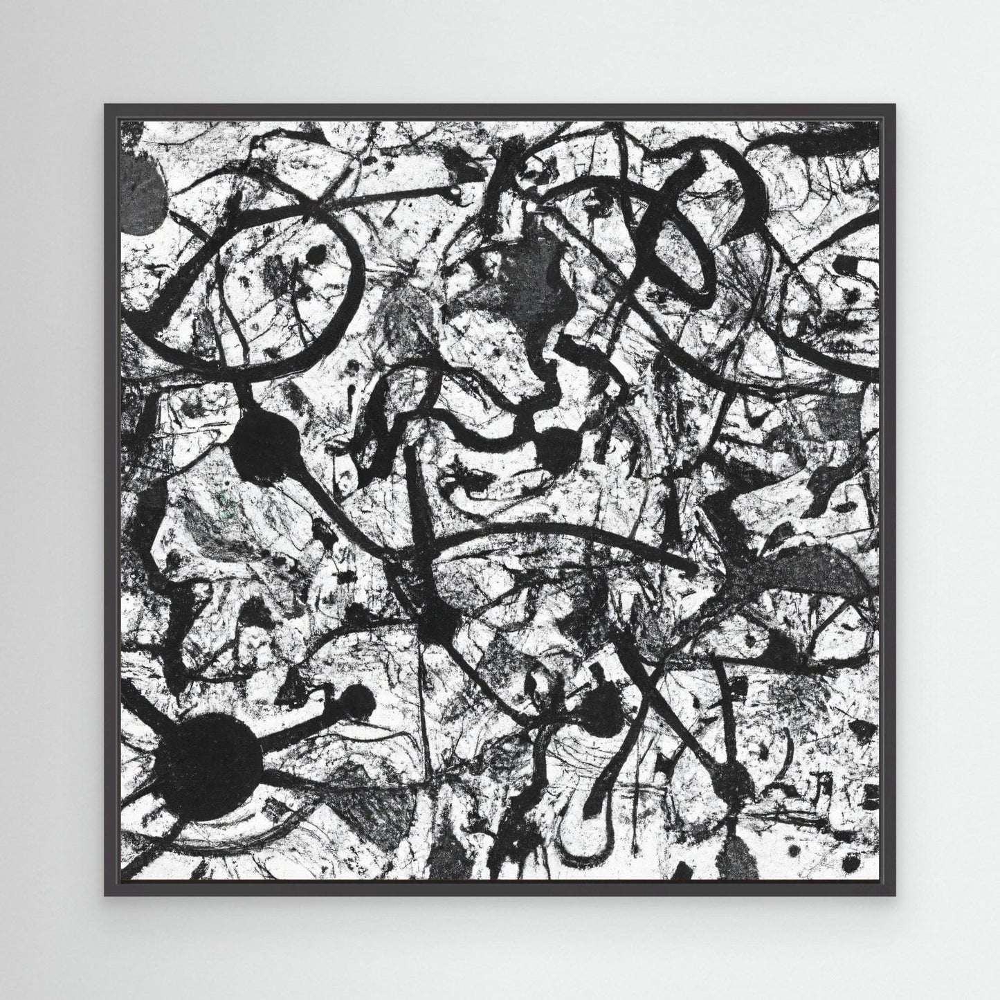 Monochrome Unleashed — Action Painting Inspired Art Print