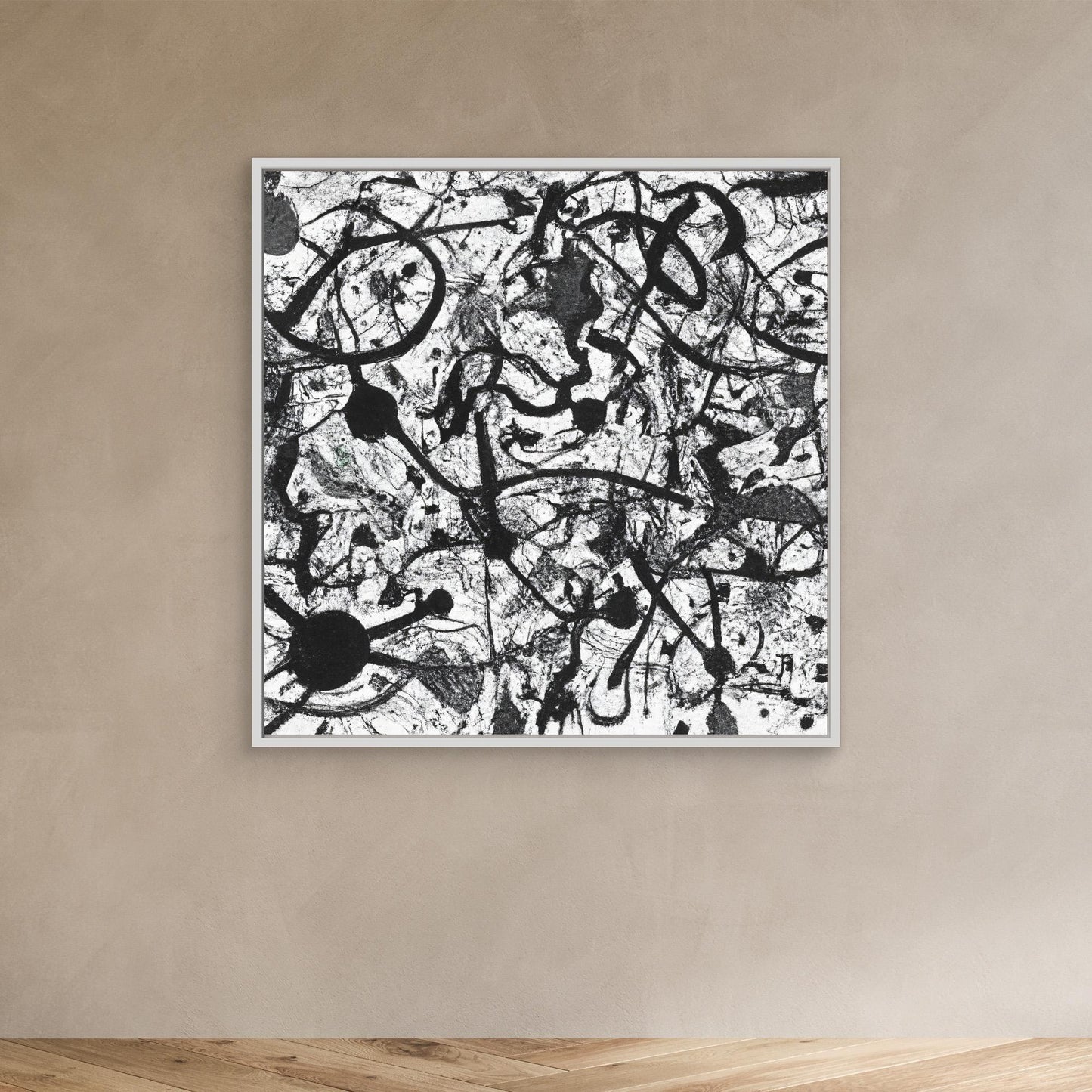 Monochrome Unleashed — Action Painting Inspired Art Print