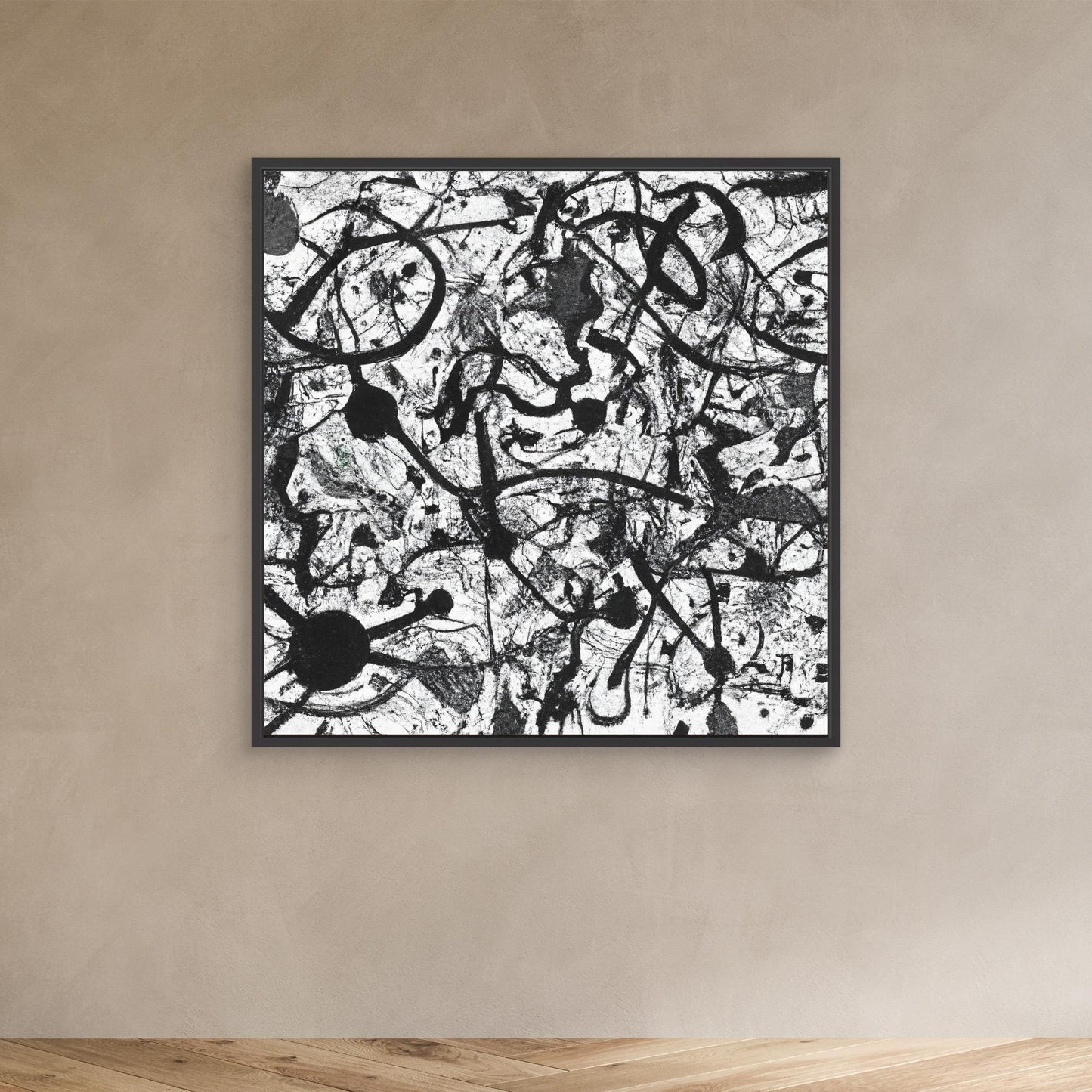 Monochrome Unleashed — Action Painting Inspired Art Print