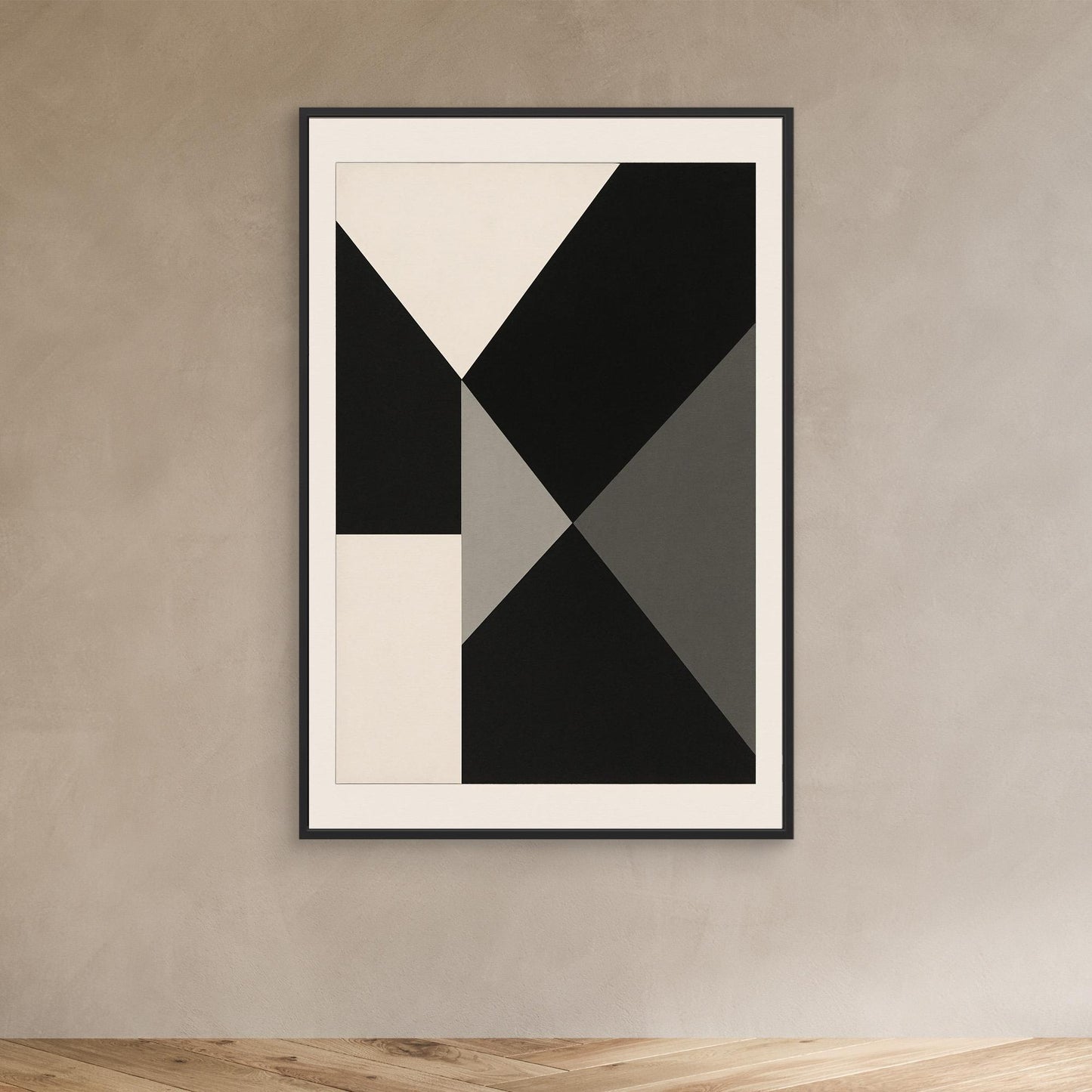 Axial Convergence - Monochrome Geometric Abstract Composition