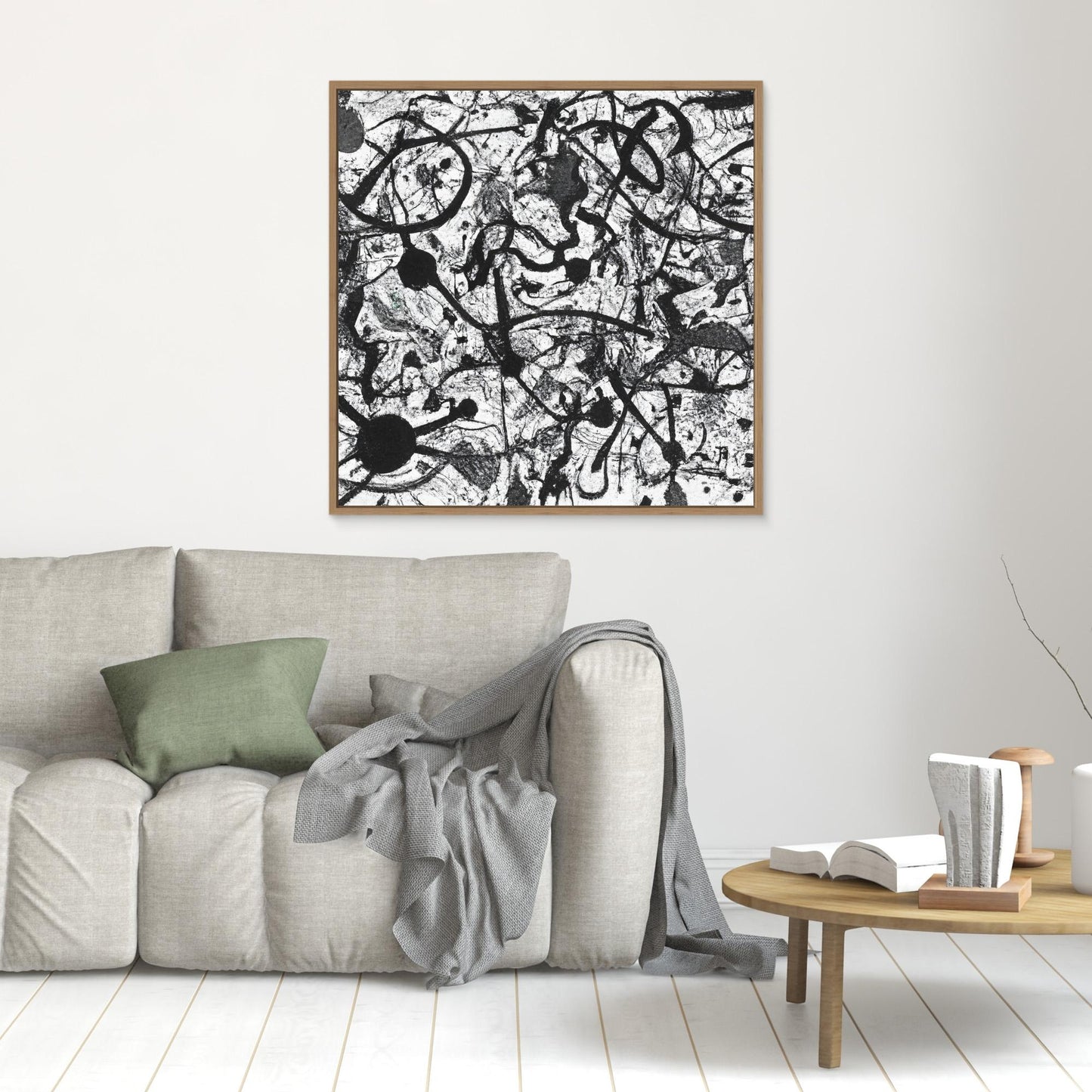 Monochrome Unleashed — Action Painting Inspired Art Print
