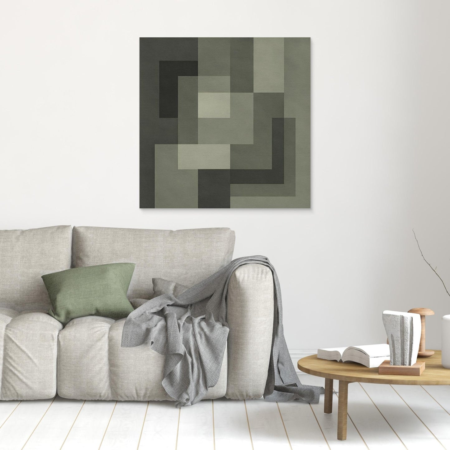 Graphite Interlock - Monochrome Geometric Composition