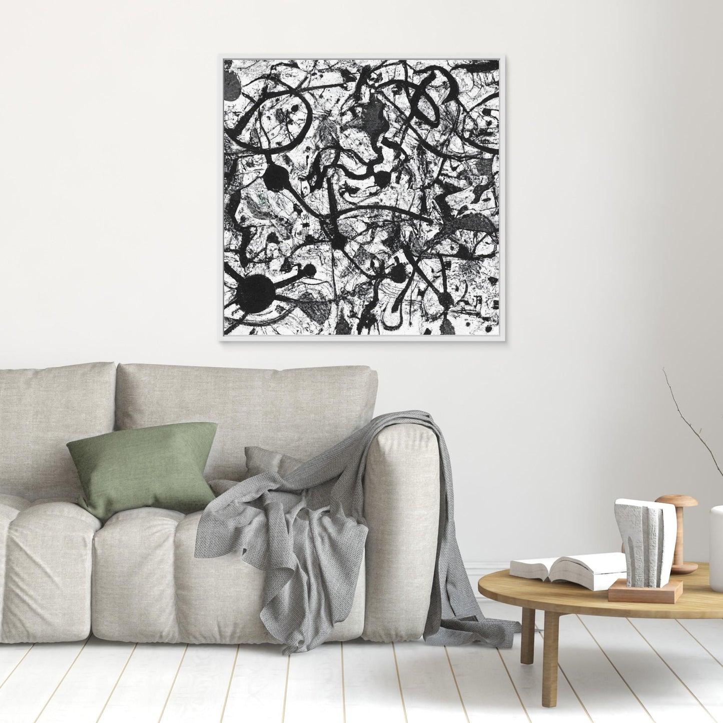 Monochrome Unleashed — Action Painting Inspired Art Print